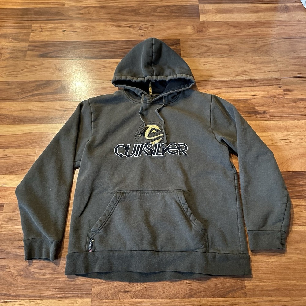 Quiksilver Men's Green Pullover Hoodie Size Medium Surf Skate Vintage 90s